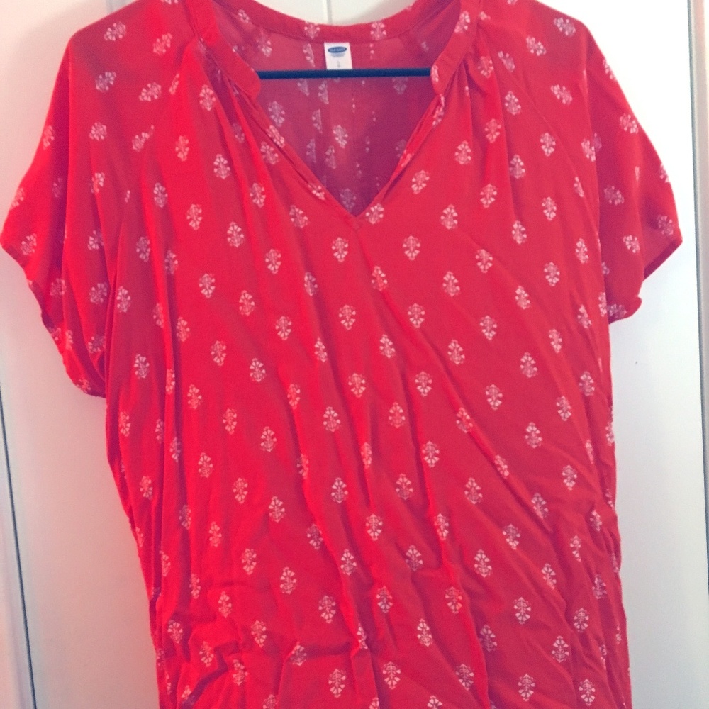 Orange V-Neck Blouse